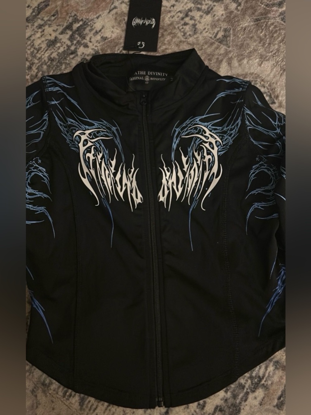 NWT BreatheDivinity Zip-Up Crop Jacket Black/White Size M Void Tech Compression